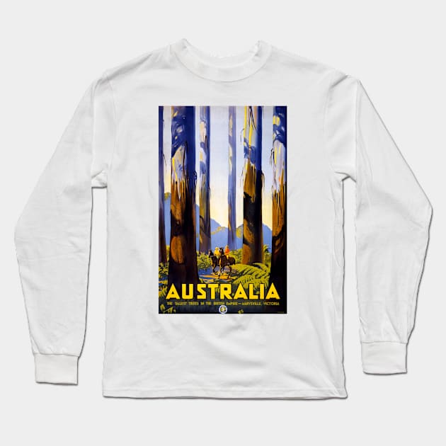 Vintage Travel Poster The tallest trees in the british empire Australia Long Sleeve T-Shirt by vintagetreasure